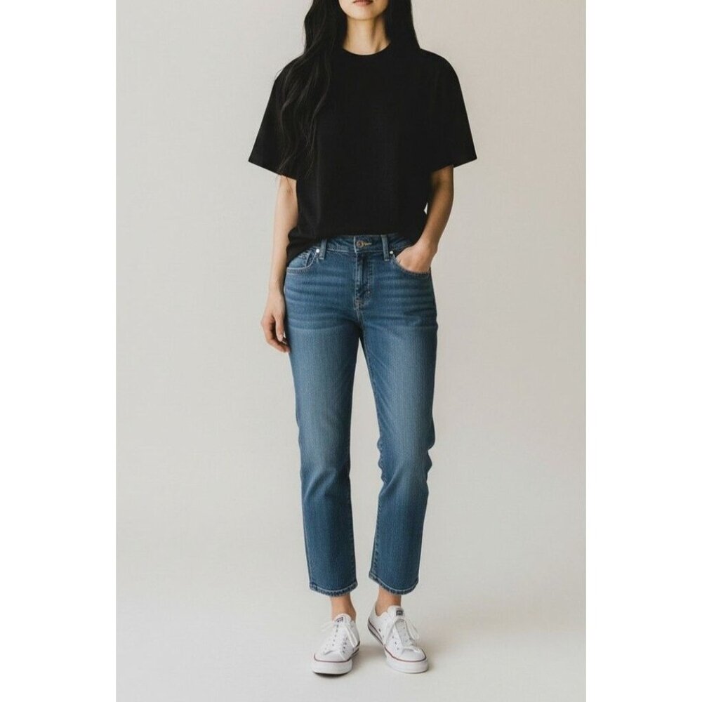 Bandolino Womens Blue Mid-Rise Straight Leg Denim Jeans Size 4 Cotton Blend